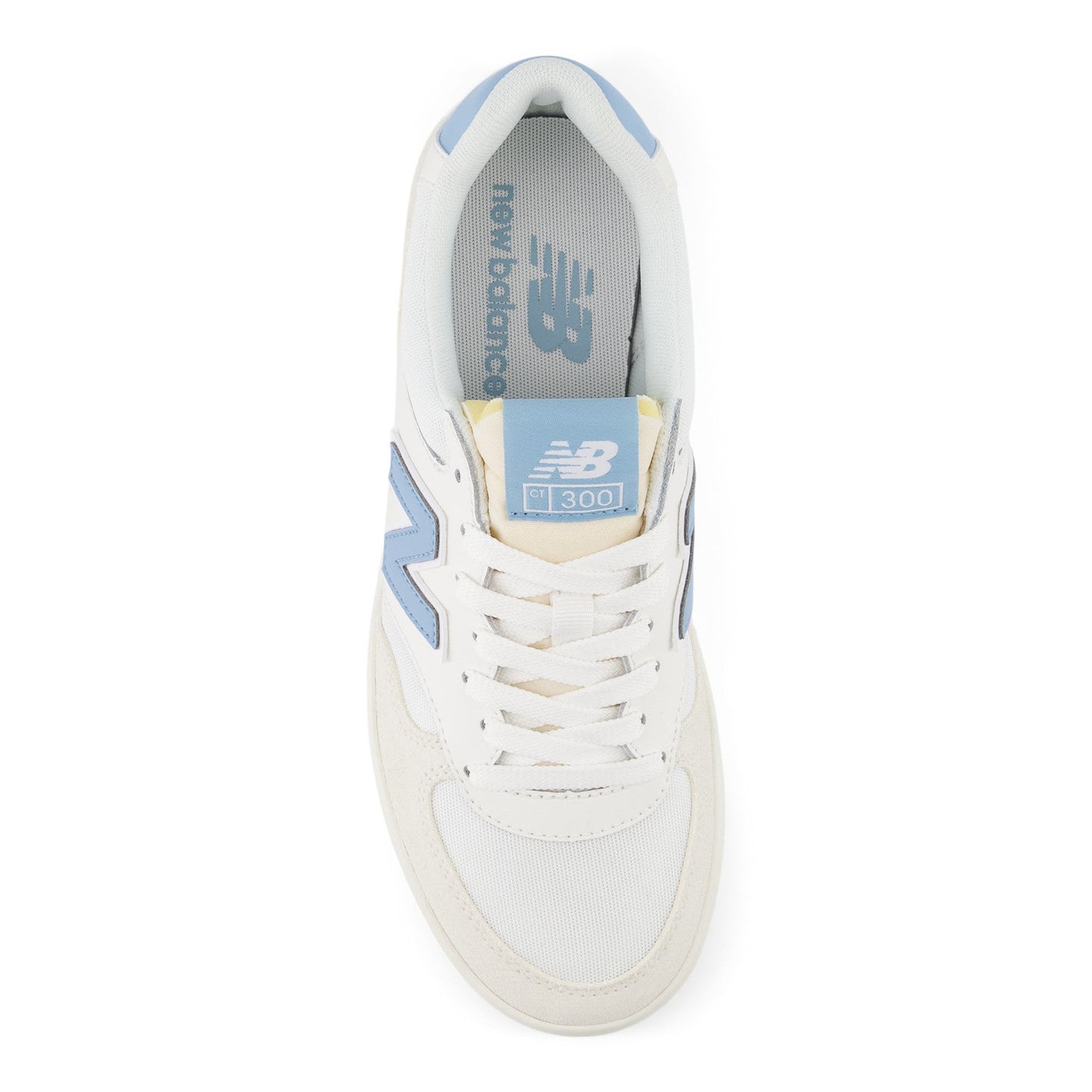 New Balance Unisex 300 Court in Sea Salt with Chrome Blue and White