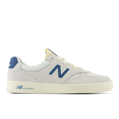 New Balance Unisex 300 Court in Sea Salt with Chrome Blue and White