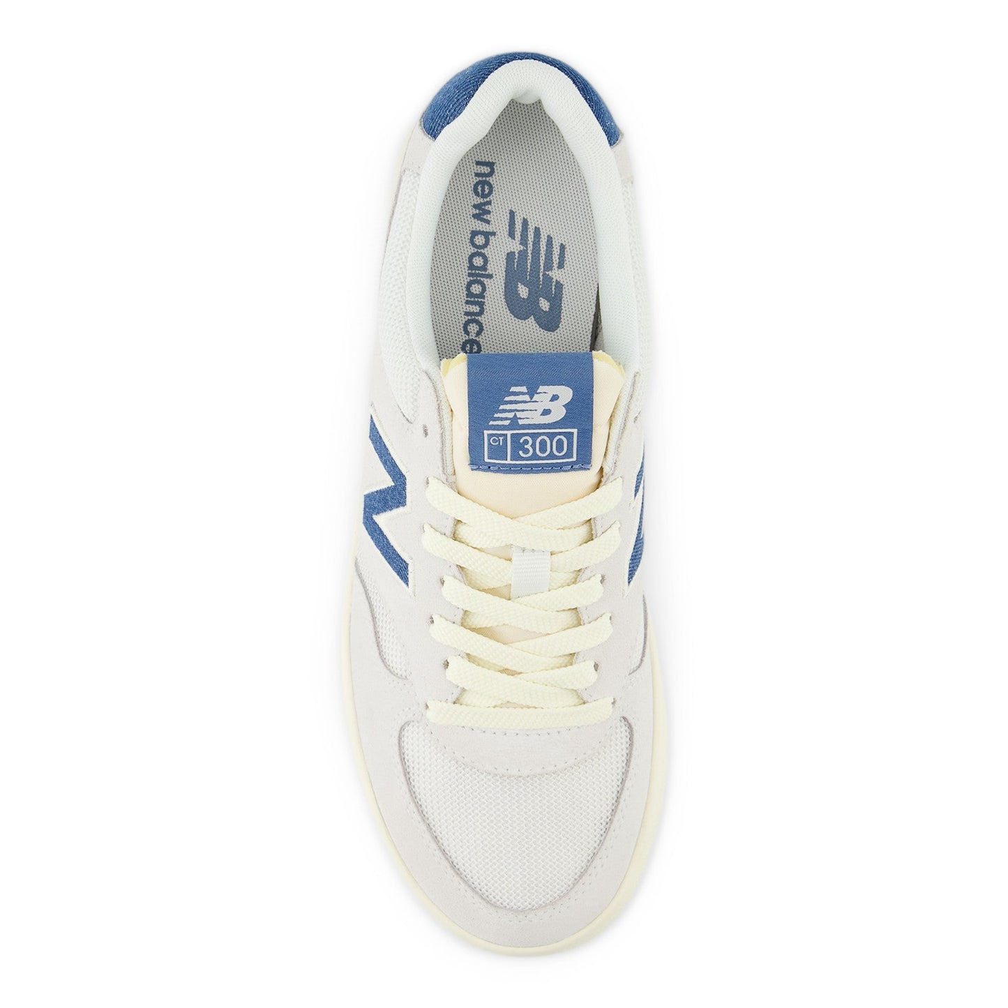 New Balance Unisex 300 Court in Sea Salt with Chrome Blue and White