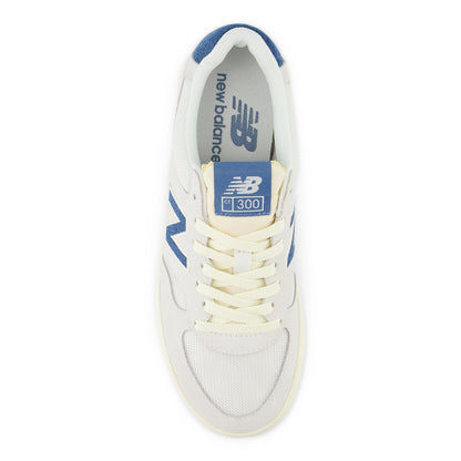 New Balance Unisex 300 Court in Sea Salt with Chrome Blue and White