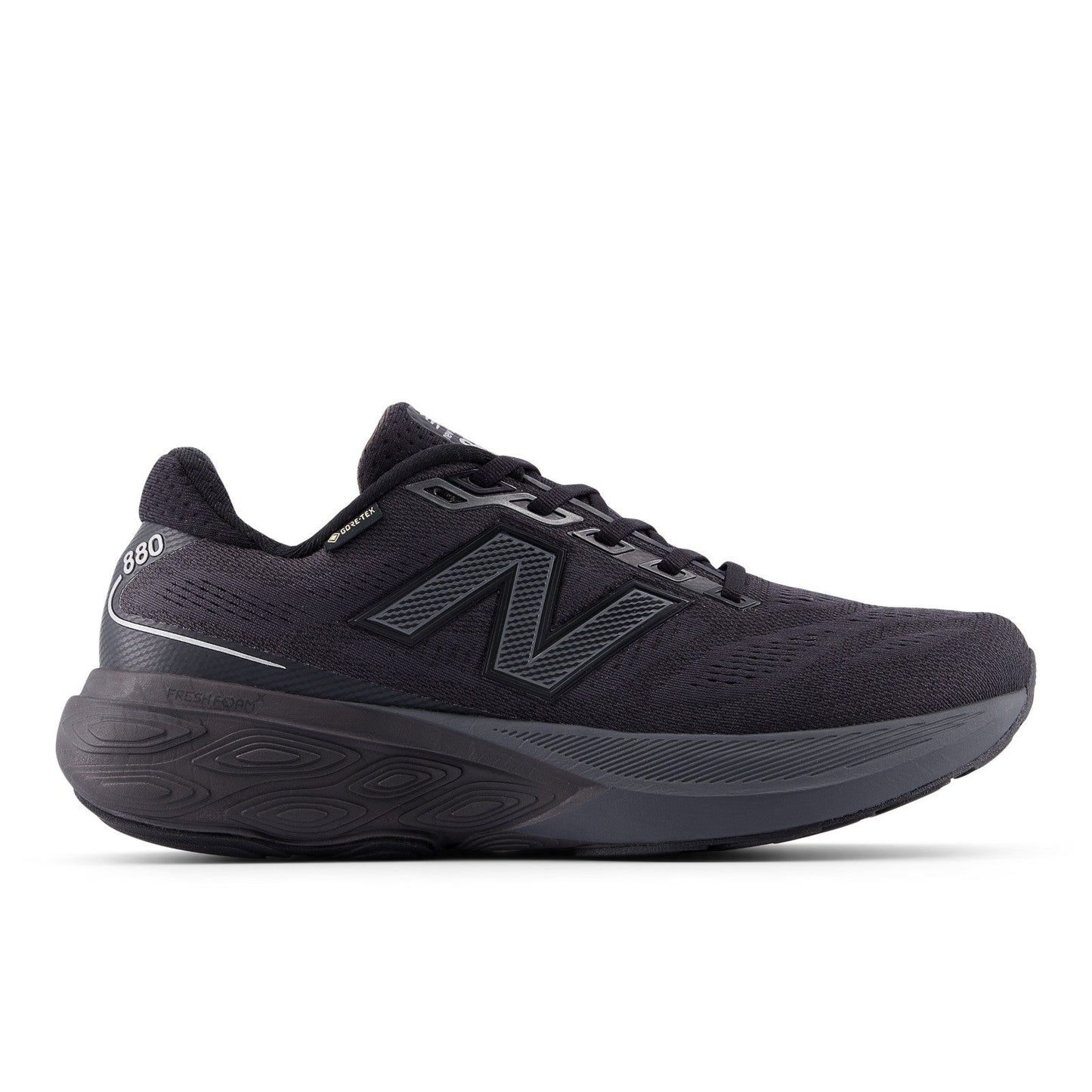 New Balance Men's Fresh Foam X 880v15 GORE-TEX® in Black with Castlerock and Silver Metallic