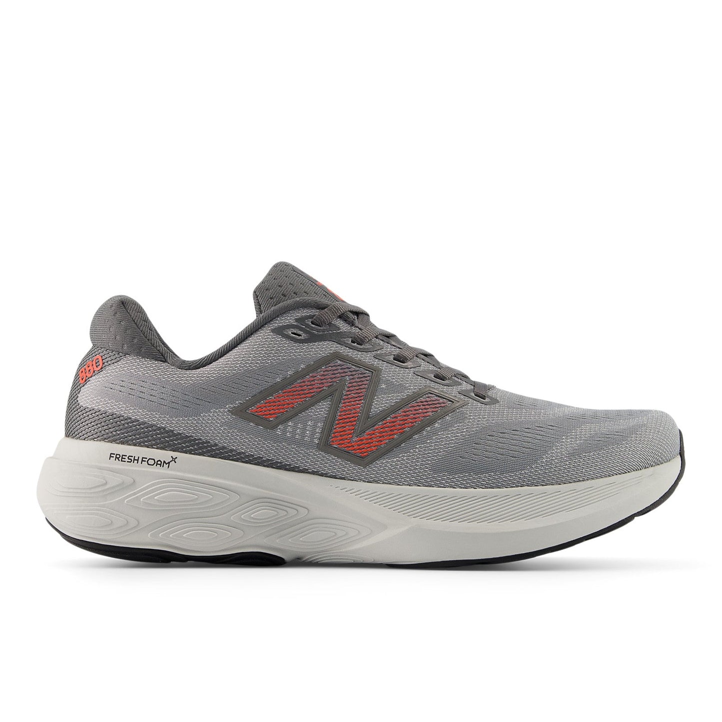 New Balance Men's Fresh Foam X 880v15 in Slate Grey with Reflection and Urgent Red