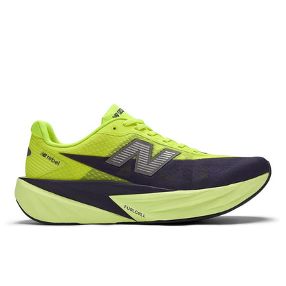 New Balance Men's FuelCell Rebel v5 in Alkaline Green with Boysenberry and Dark Silver Metallic