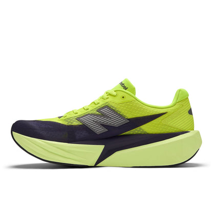 New Balance Men's FuelCell Rebel v5 in Alkaline Green with Boysenberry and Dark Silver Metallic