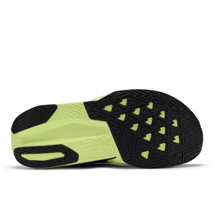 New Balance Men's FuelCell Rebel v5 in Alkaline Green with Boysenberry and Dark Silver Metallic