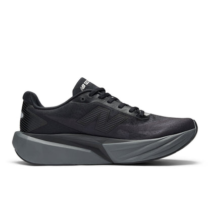 New Balance Men's FuelCell Rebel v5 in Black with Castlerock and Silver Metallic