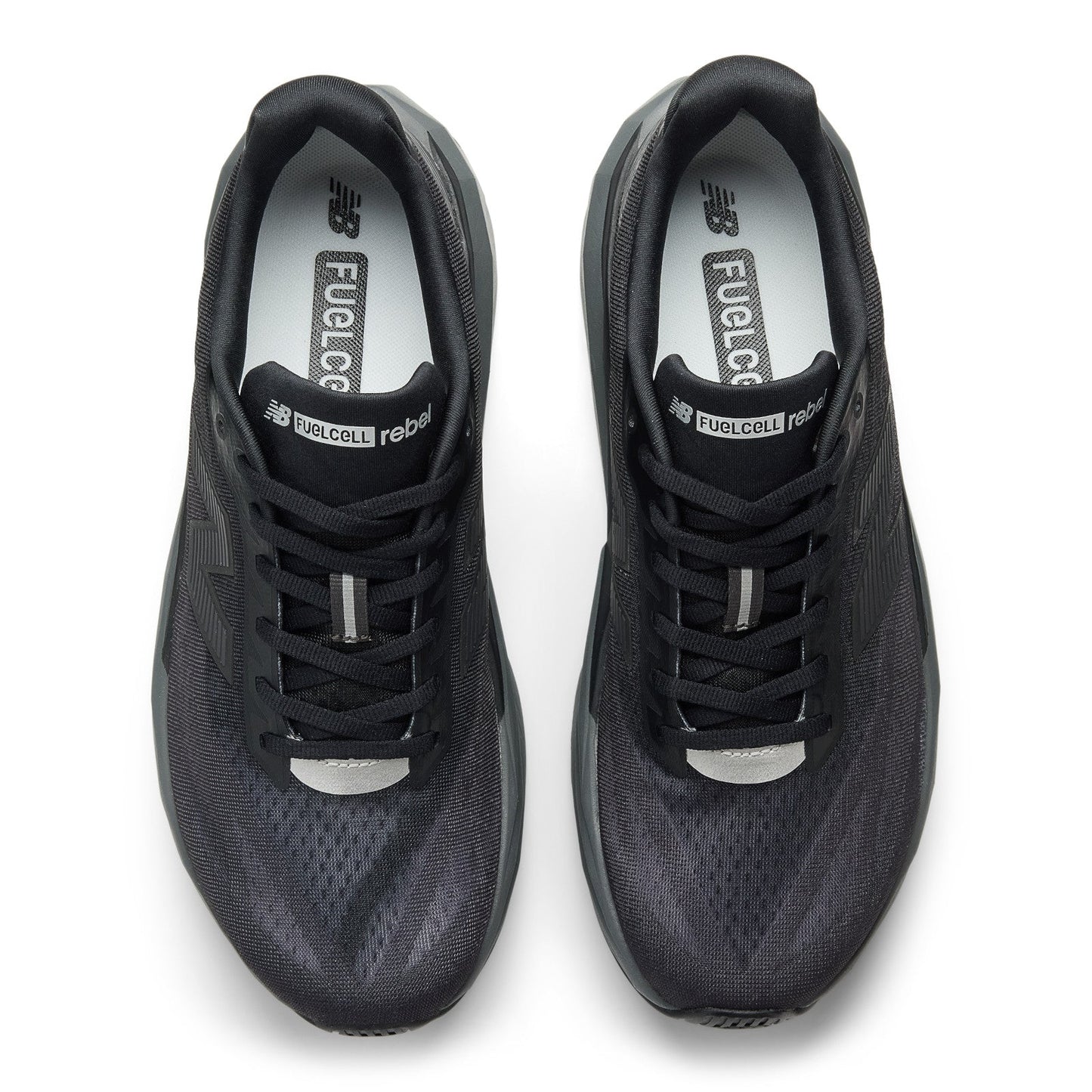 New Balance Men's FuelCell Rebel v5 in Black with Castlerock and Silver Metallic