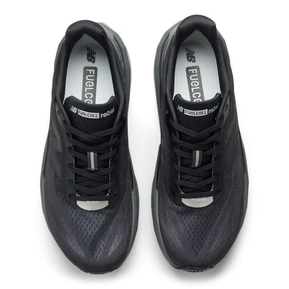 New Balance Men's FuelCell Rebel v5 in Black with Castlerock and Silver Metallic
