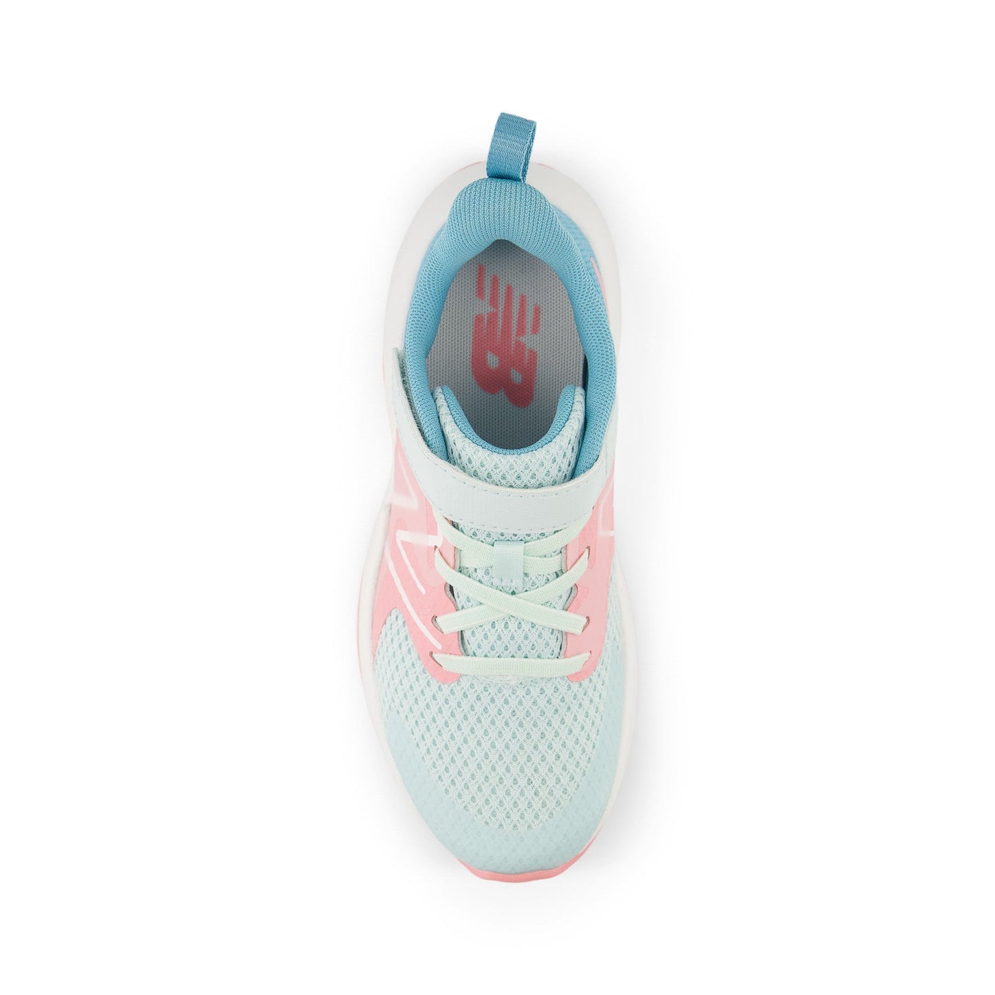 New Balance Kid's Rave Run v2 Bungee Lace with Top Strap in Glint Blue with Double Bubble and Taffy Blue