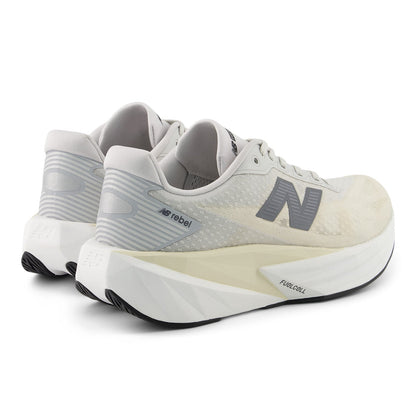 New Balance Women's FuelCell Rebel v5 in Linen with Grey Matter and White