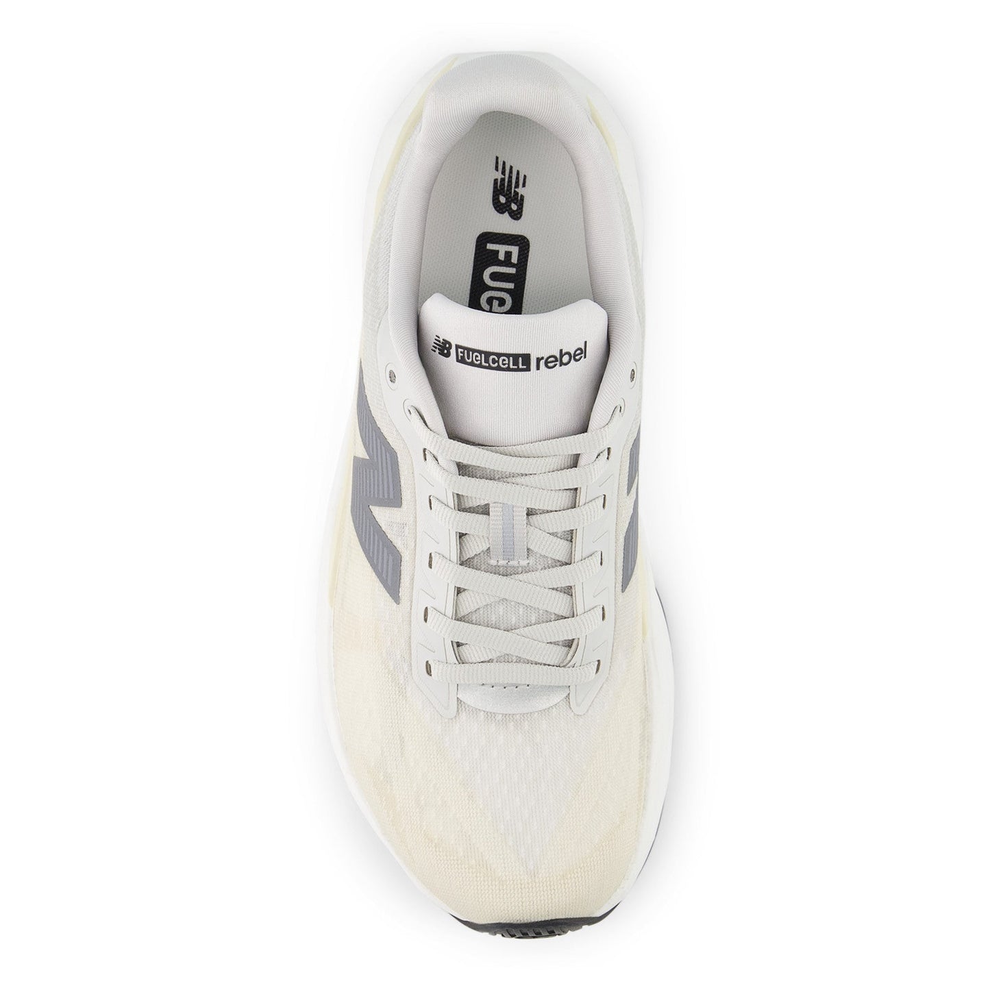 New Balance Women's FuelCell Rebel v5 in Linen with Grey Matter and White