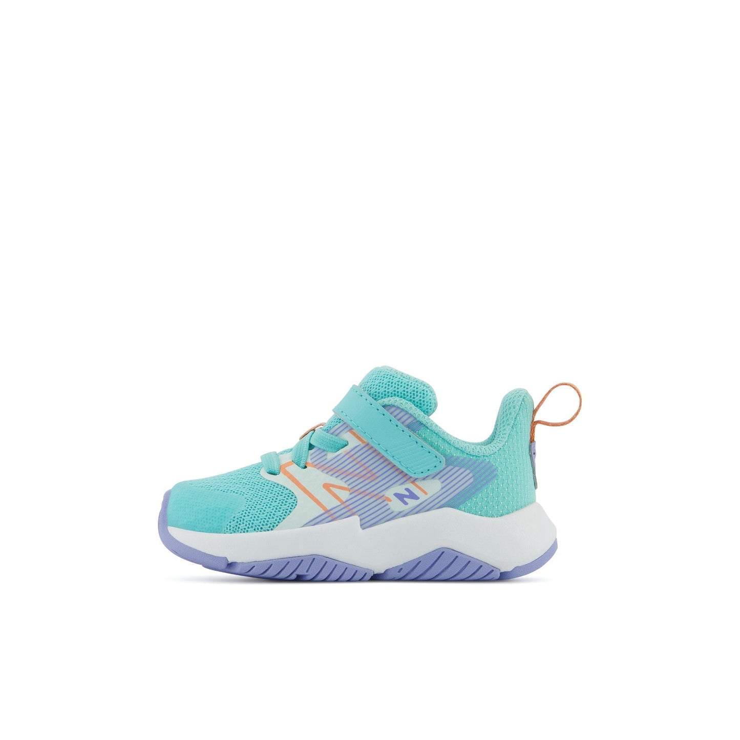 New Balance Kids' Crib & Toddlers Rave Run v2 Bungee Lace w Hook & Loop Top Strap in Surf w Peach Glaze & Magic Hour