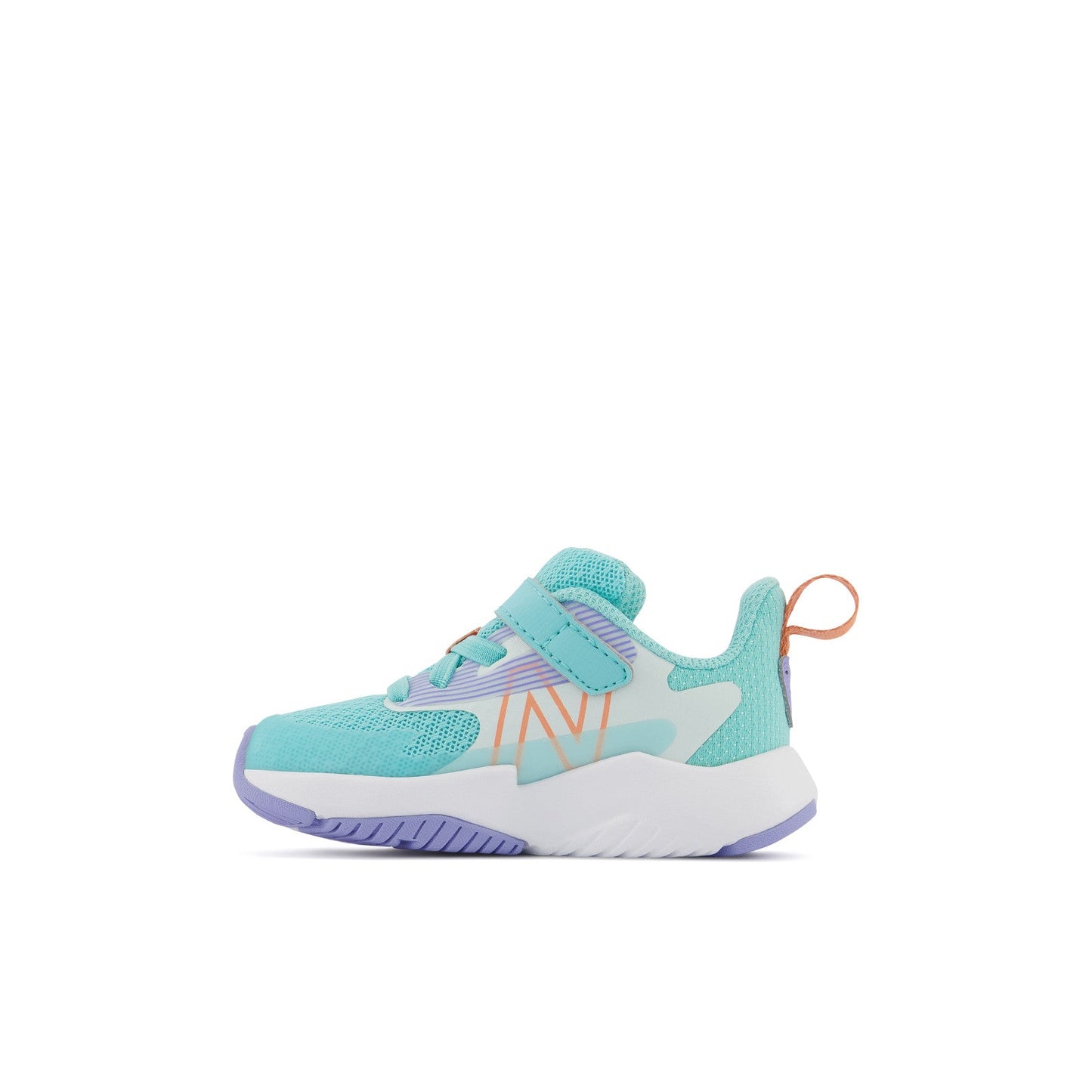 New Balance Kids' Crib & Toddlers Rave Run v2 Bungee Lace w Hook & Loop Top Strap in Surf w Peach Glaze & Magic Hour