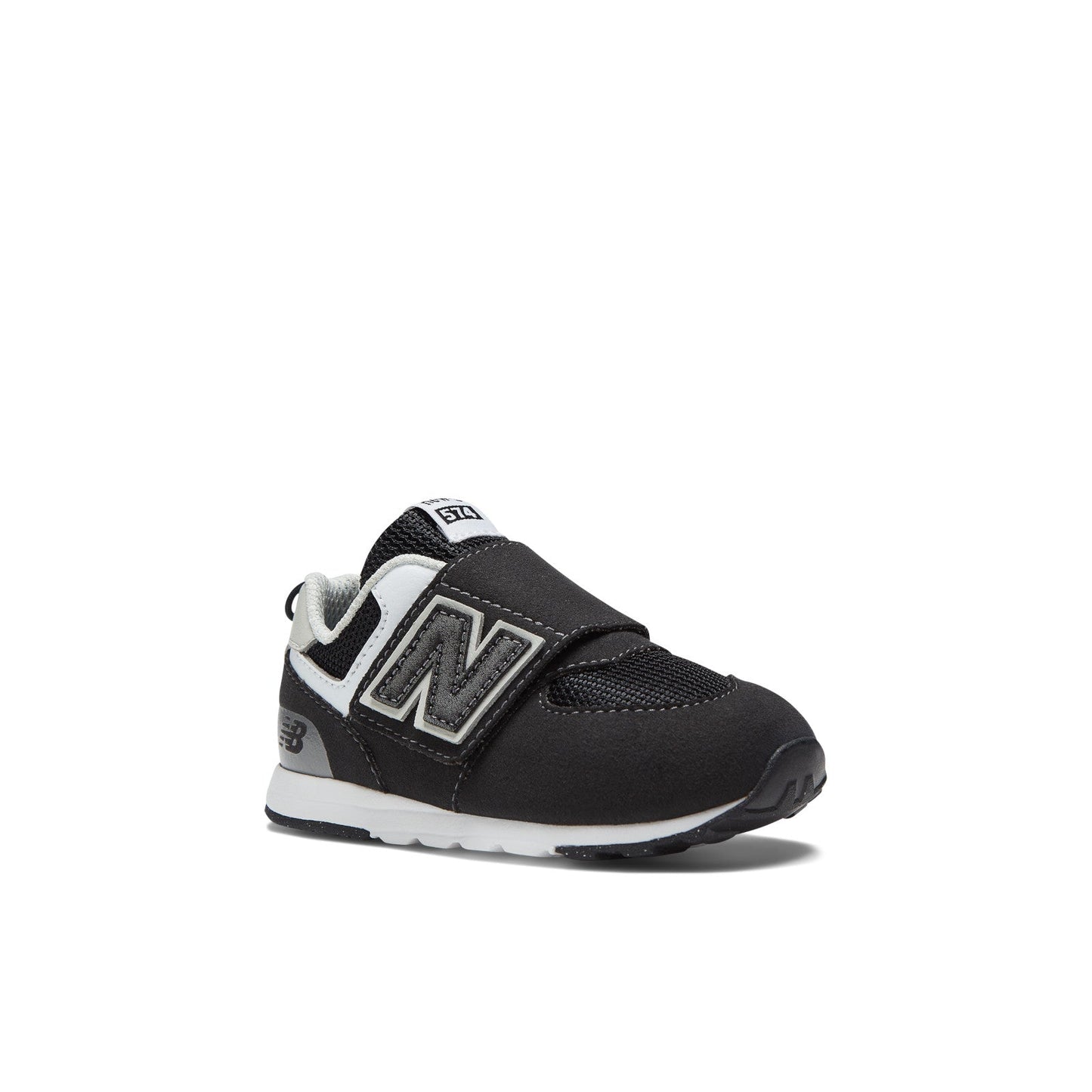 New Balance Toddler 574 B Hook & Loop in Black with Silver Metallic