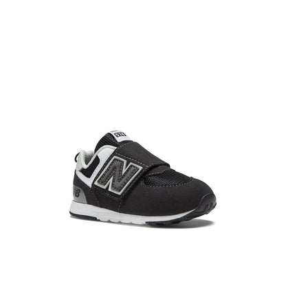 New Balance Toddler 574 B Hook & Loop in Black with Silver Metallic
