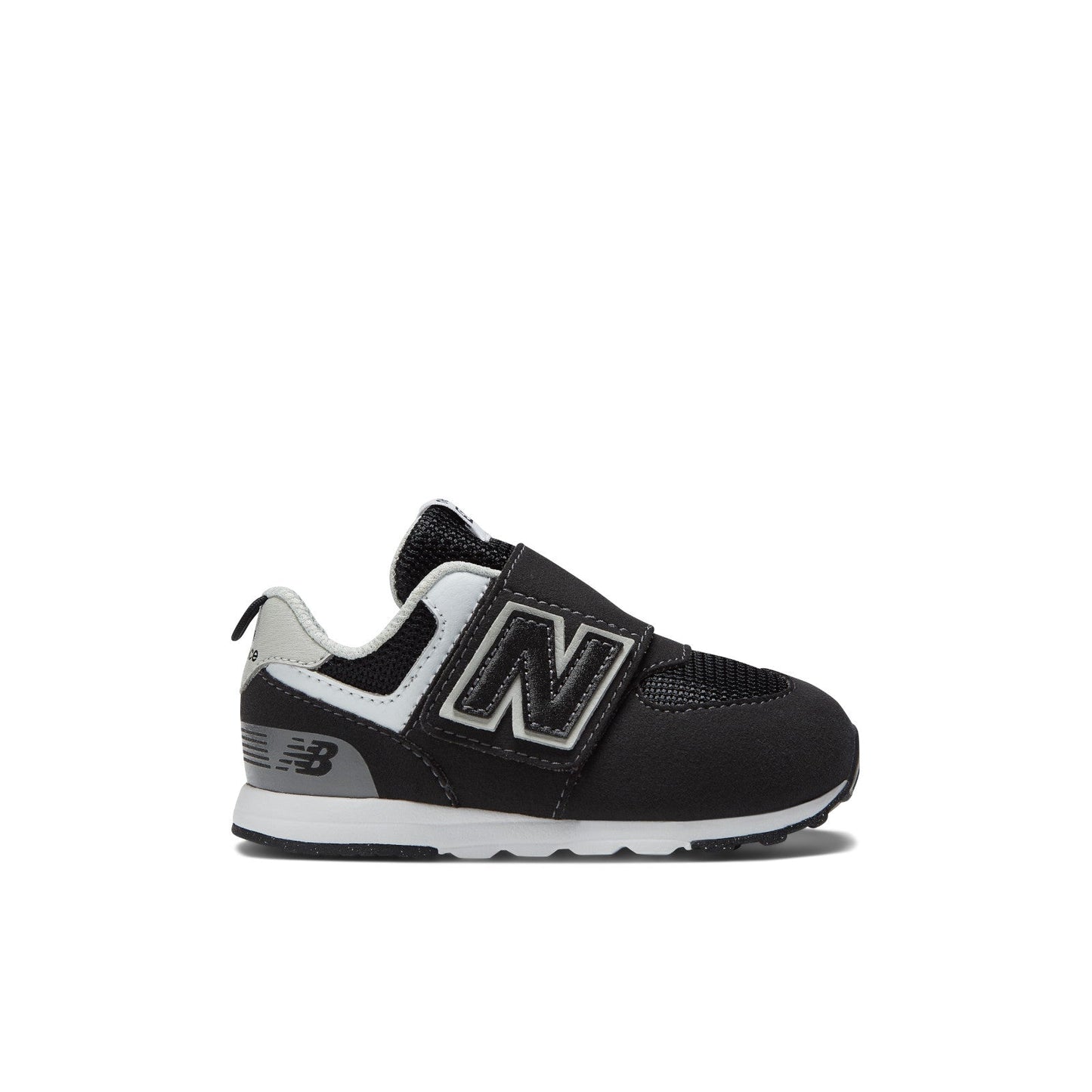 New Balance Toddler 574 B Hook & Loop in Black with Silver Metallic