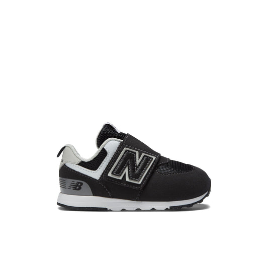 New Balance Toddler 574 B Hook & Loop in Black with Silver Metallic