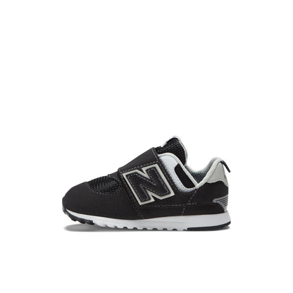 New Balance Toddler 574 B Hook & Loop in Black with Silver Metallic