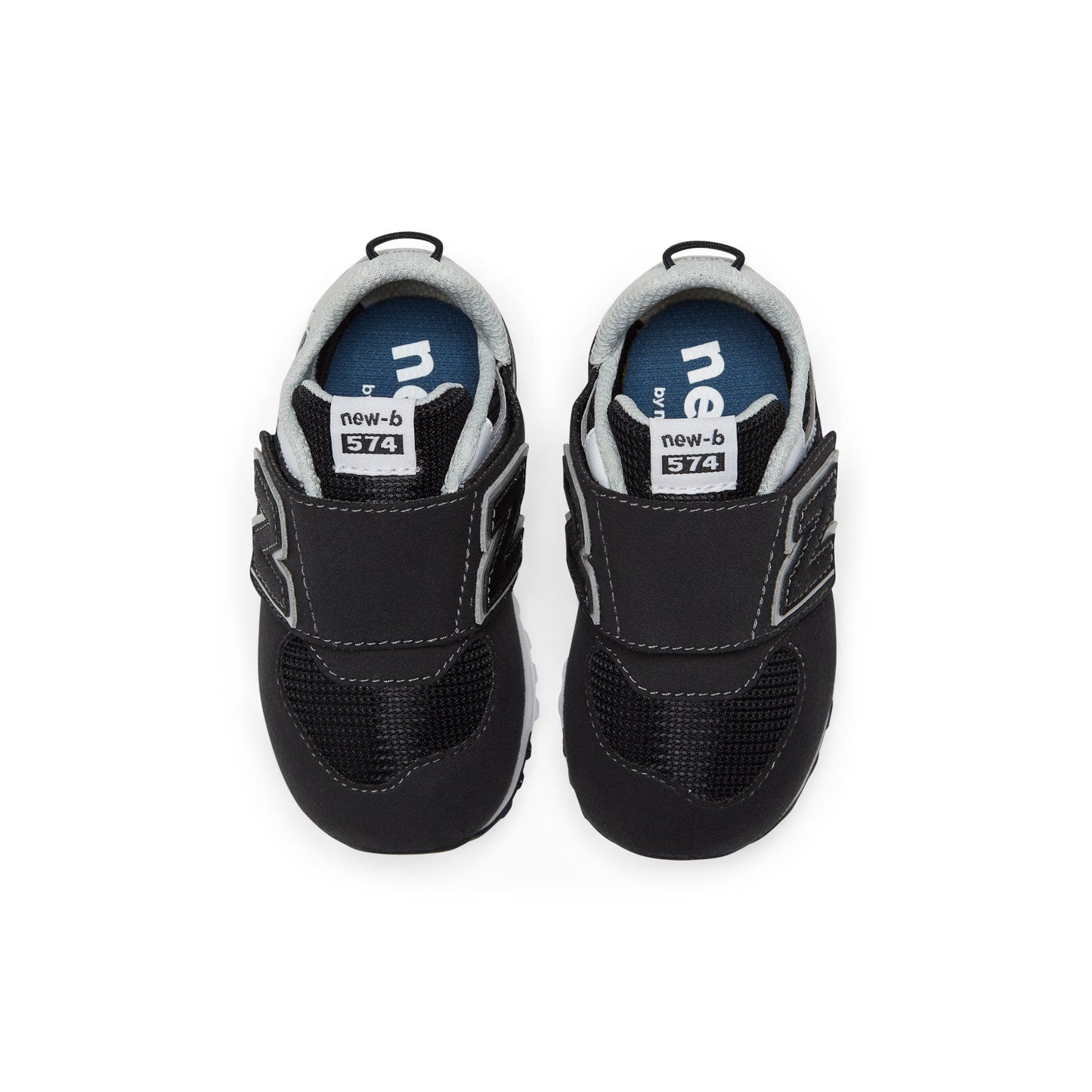 New Balance Toddler 574 B Hook & Loop in Black with Silver Metallic