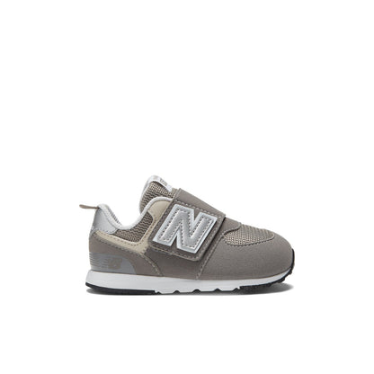 New Balance Kids' 574 NEW-B Hook & Loop in Rain Cloud with Silver Metallic