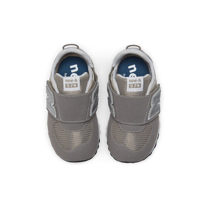 New Balance Kids' 574 NEW-B Hook & Loop in Rain Cloud with Silver Metallic