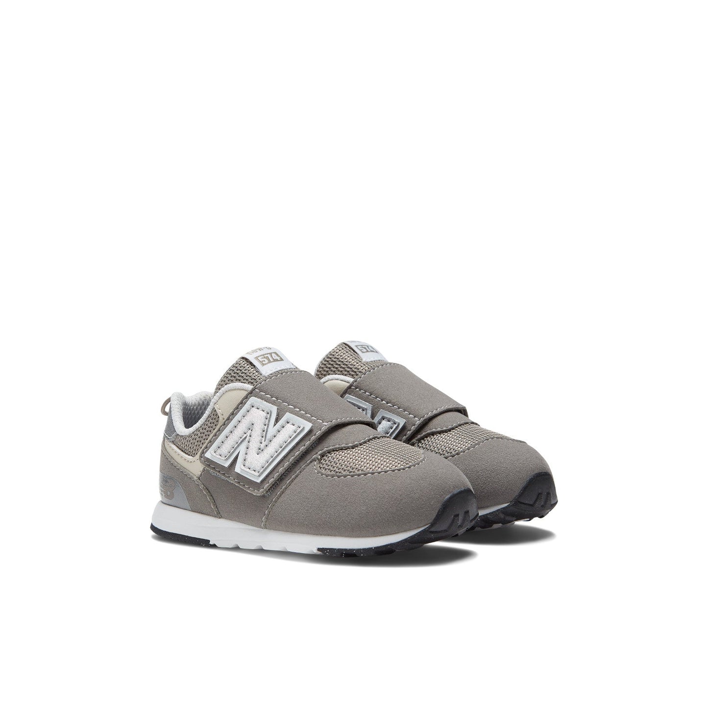 New Balance Kids' 574 NEW-B Hook & Loop in Rain Cloud with Silver Metallic