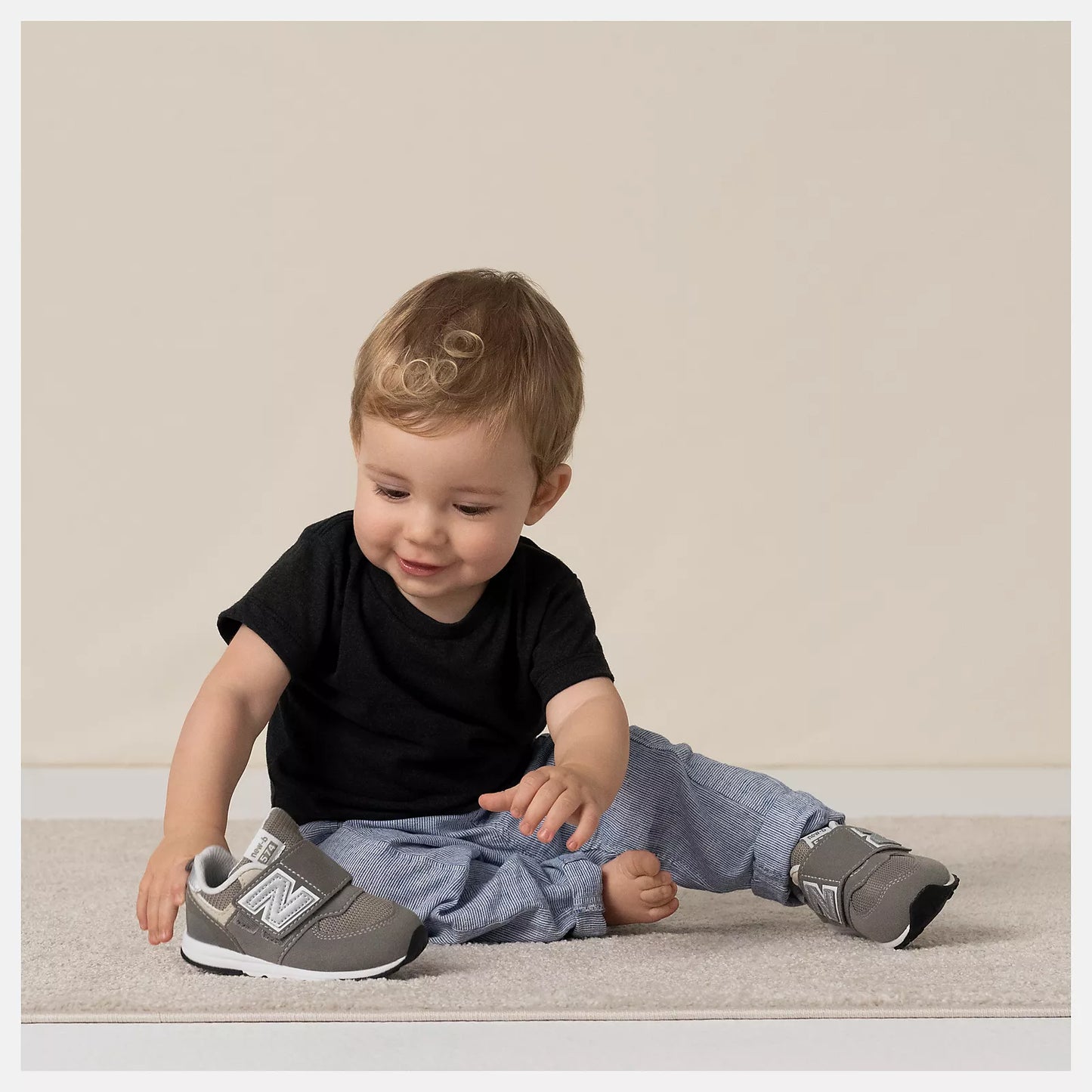 New Balance Kids' 574 NEW-B Hook & Loop in Rain Cloud with Silver Metallic