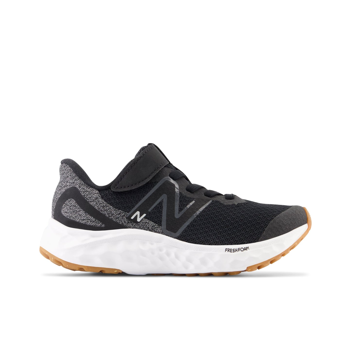 New Balance Kid's Fresh Foam Arishi V4 Bungee Lace with Top Strap in Black with White