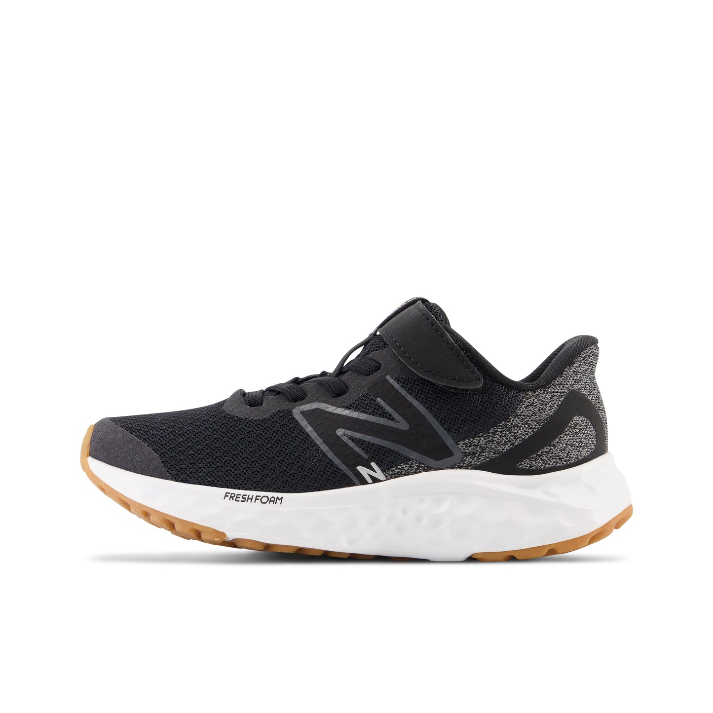 New Balance Kid's Fresh Foam Arishi V4 Bungee Lace with Top Strap in Black with White