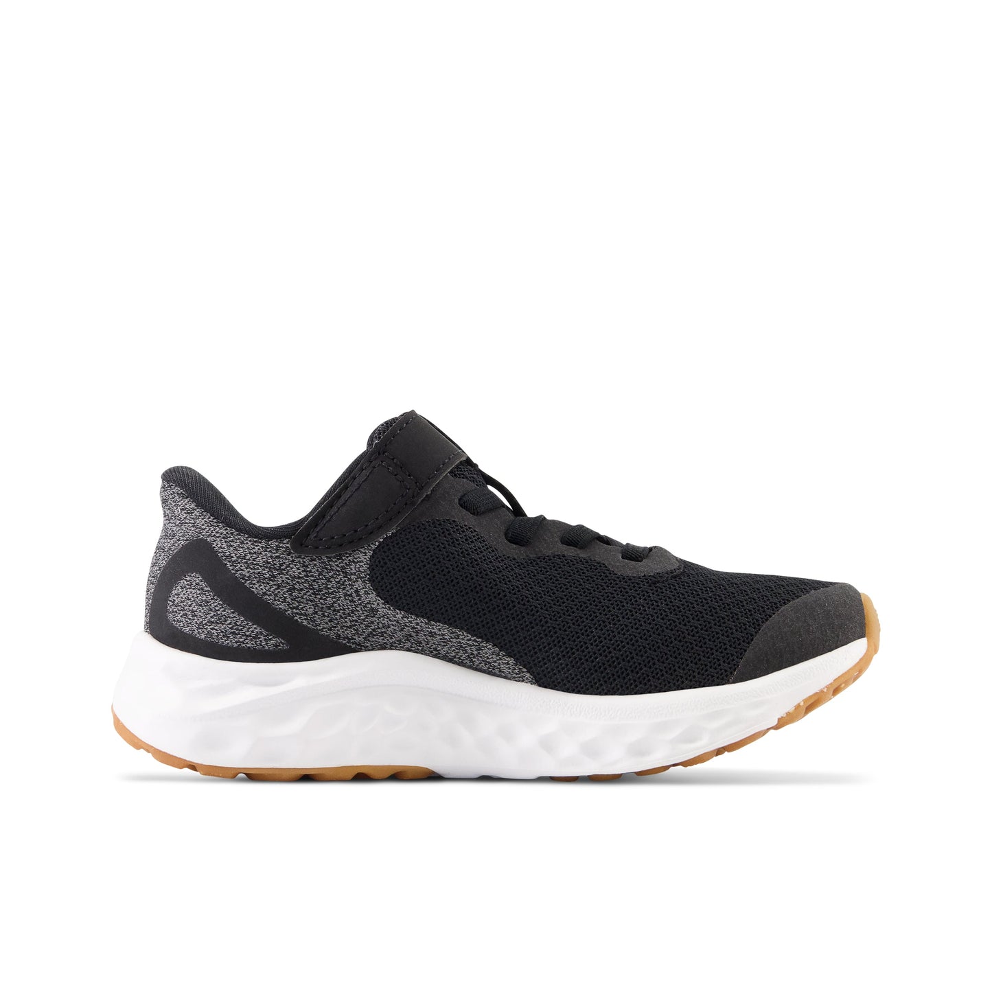 New Balance Kid's Fresh Foam Arishi V4 Bungee Lace with Top Strap in Black with White