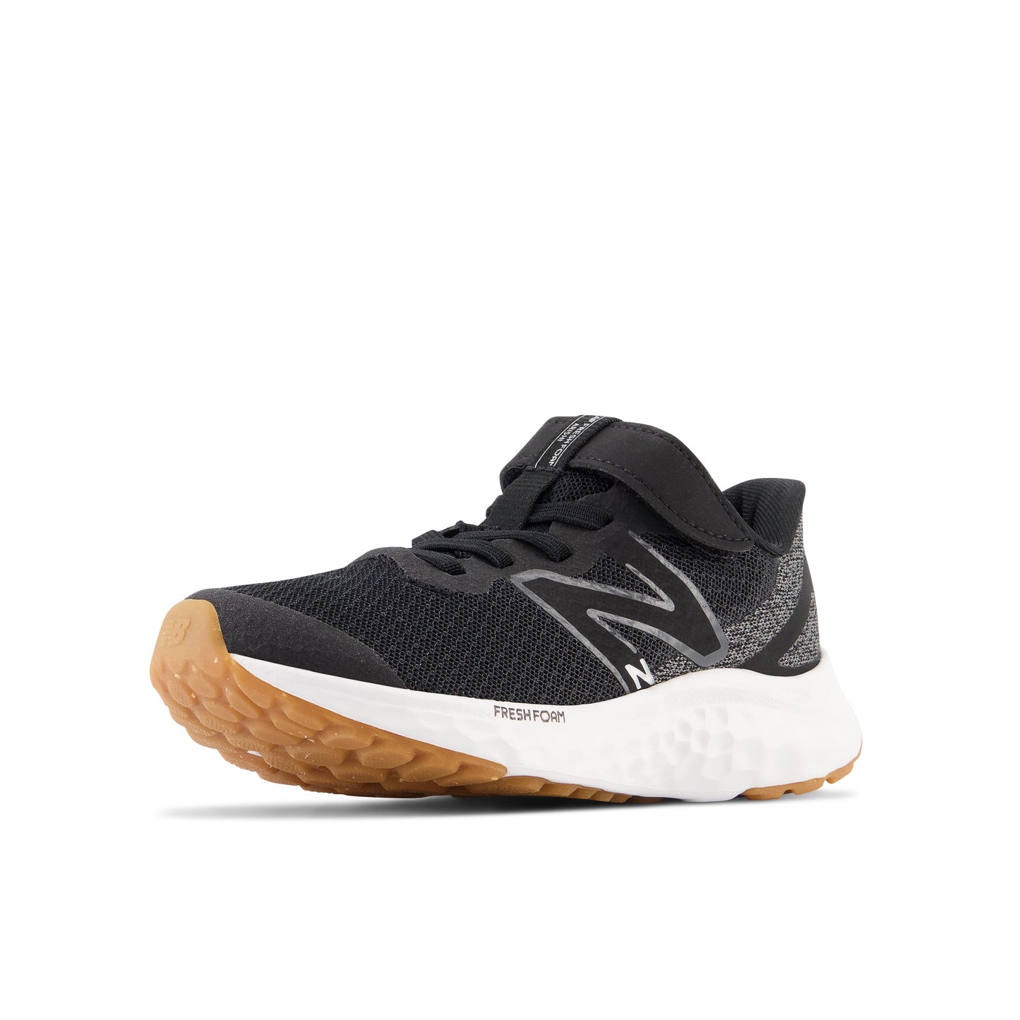 New Balance Kid's Fresh Foam Arishi V4 Bungee Lace with Top Strap in Black with White