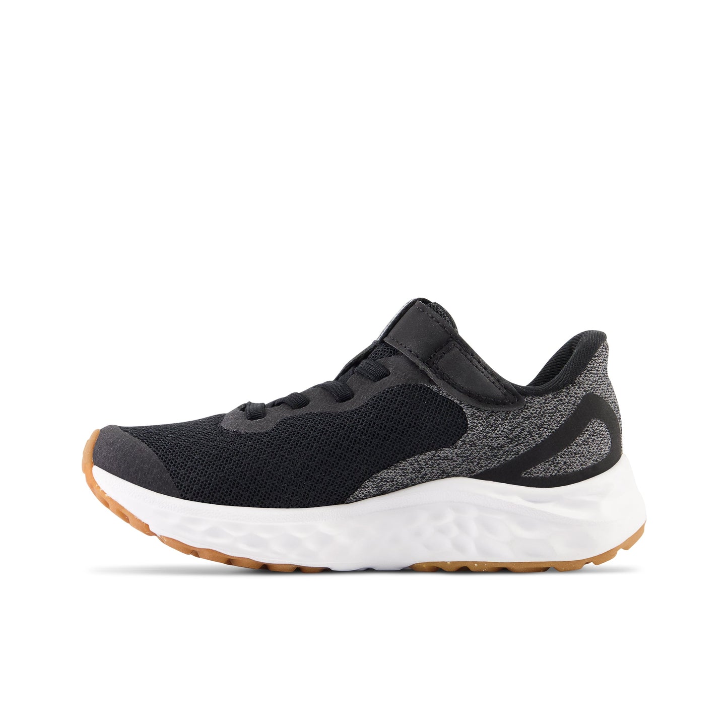 New Balance Kid's Fresh Foam Arishi V4 Bungee Lace with Top Strap in Black with White
