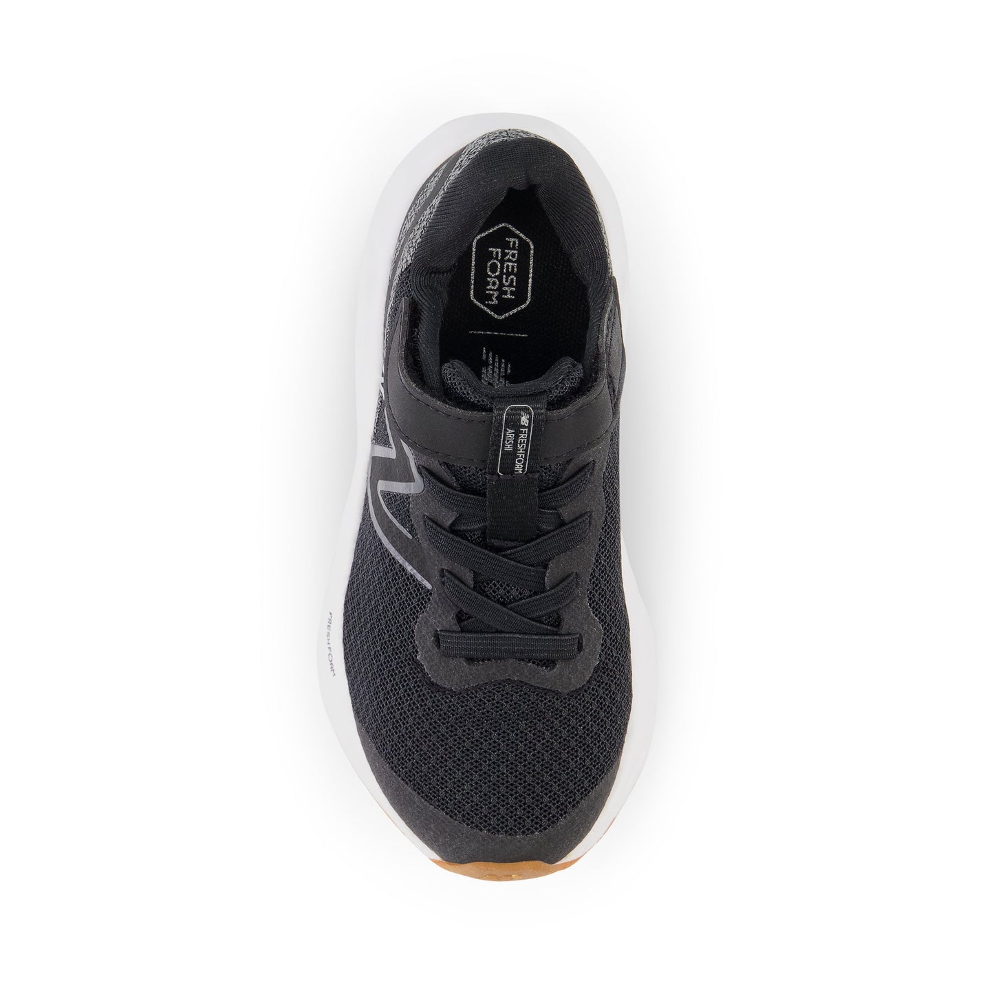 New Balance Kid's Fresh Foam Arishi V4 Bungee Lace with Top Strap in Black with White