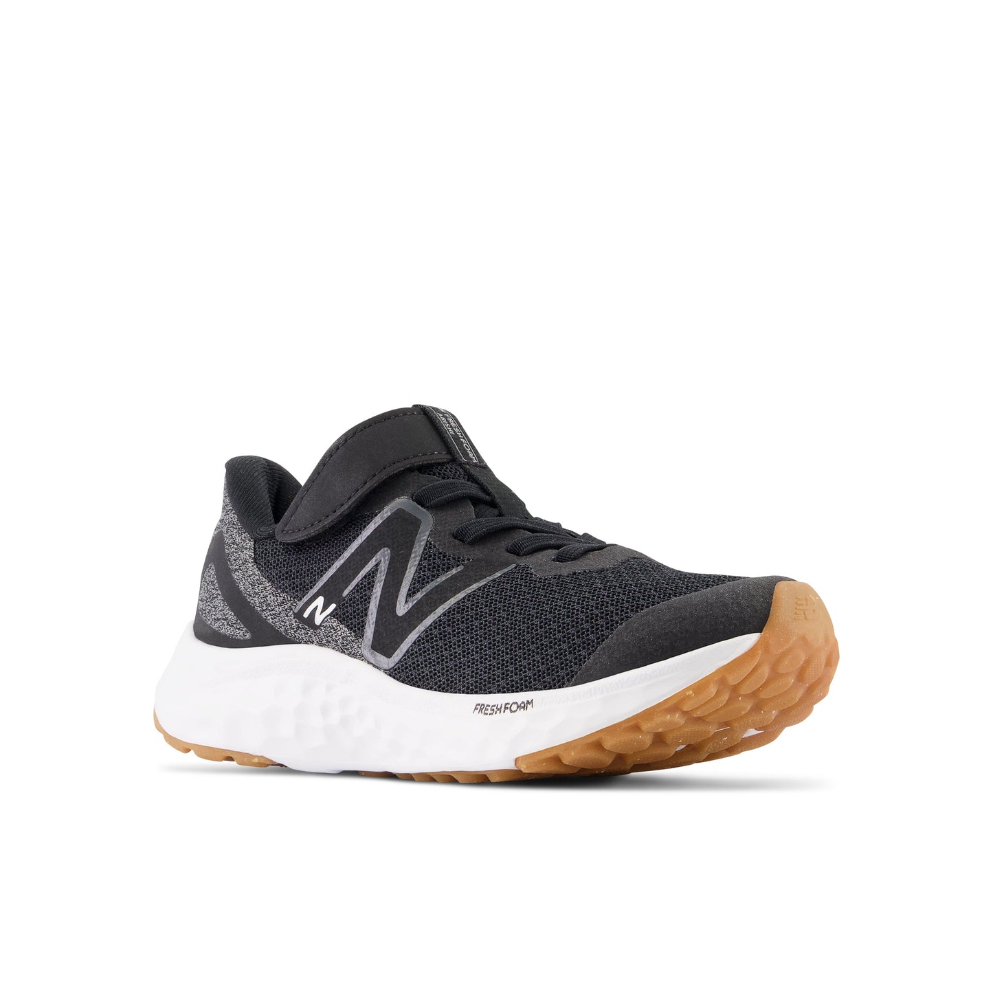 New Balance Kid's Fresh Foam Arishi V4 Bungee Lace with Top Strap in Black with White