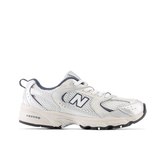 New Balance Kid's 530 Bungee in Summer Fog with Nimbus Cloud and NB Navy