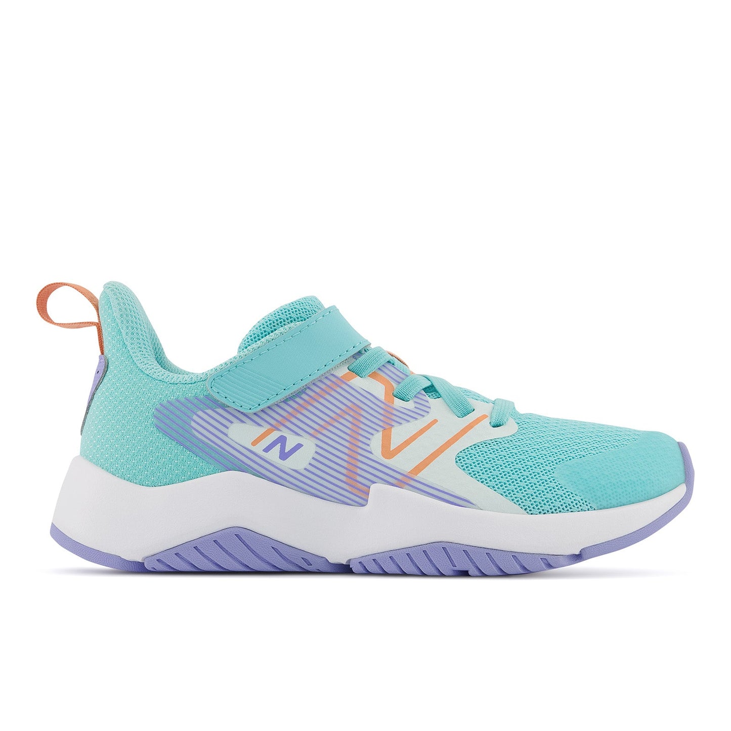 New Balance Kids Rave Run v2 Bungee Cord With Top Strap in Surf with Peach Glaze and Magic Hour