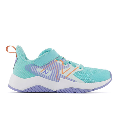 New Balance Kids Rave Run v2 Bungee Cord With Top Strap in Surf with Peach Glaze and Magic Hour