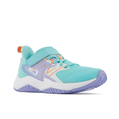 New Balance Kids Rave Run v2 Bungee Cord With Top Strap in Surf with Peach Glaze and Magic Hour